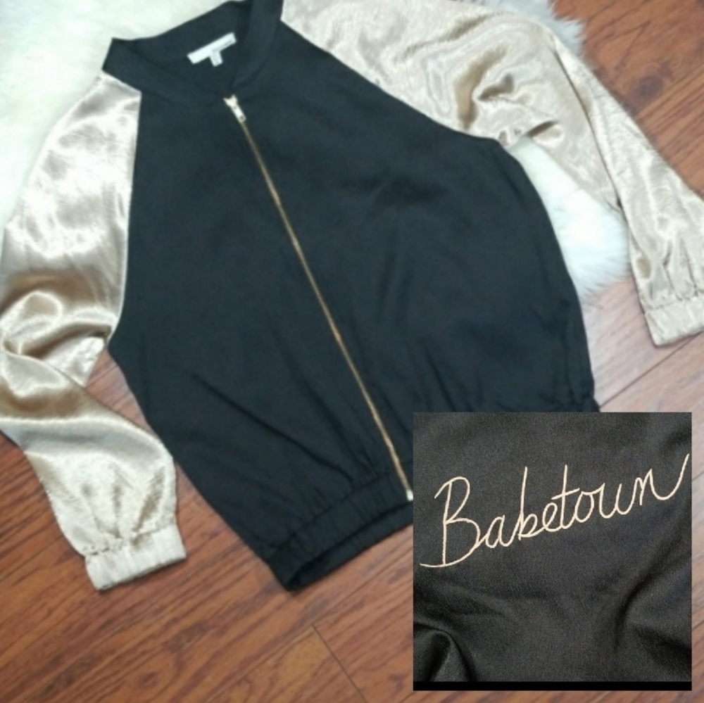 June & Hudson Crepe Bomber